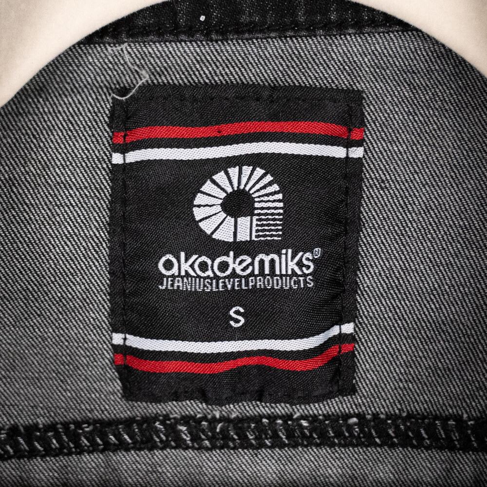 Vintage 90s Y2K Akademiks Women's Denim Jacket SMALL Paint Splatter Streetwear - Picture 7 of 7